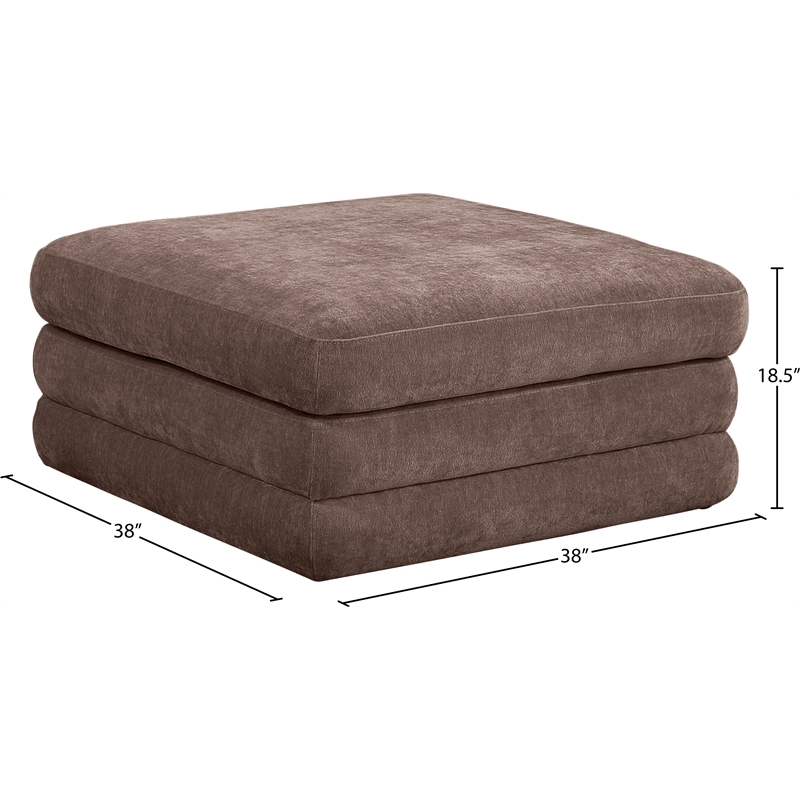 Meridian Furniture Stellar Brown Chenille Fabric Modular Ottoman