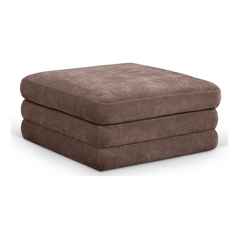Meridian Furniture Stellar Brown Chenille Fabric Modular Ottoman