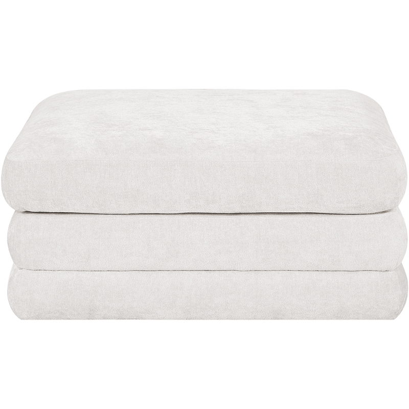 Meridian Furniture Stellar Cream Chenille Fabric Modular Ottoman