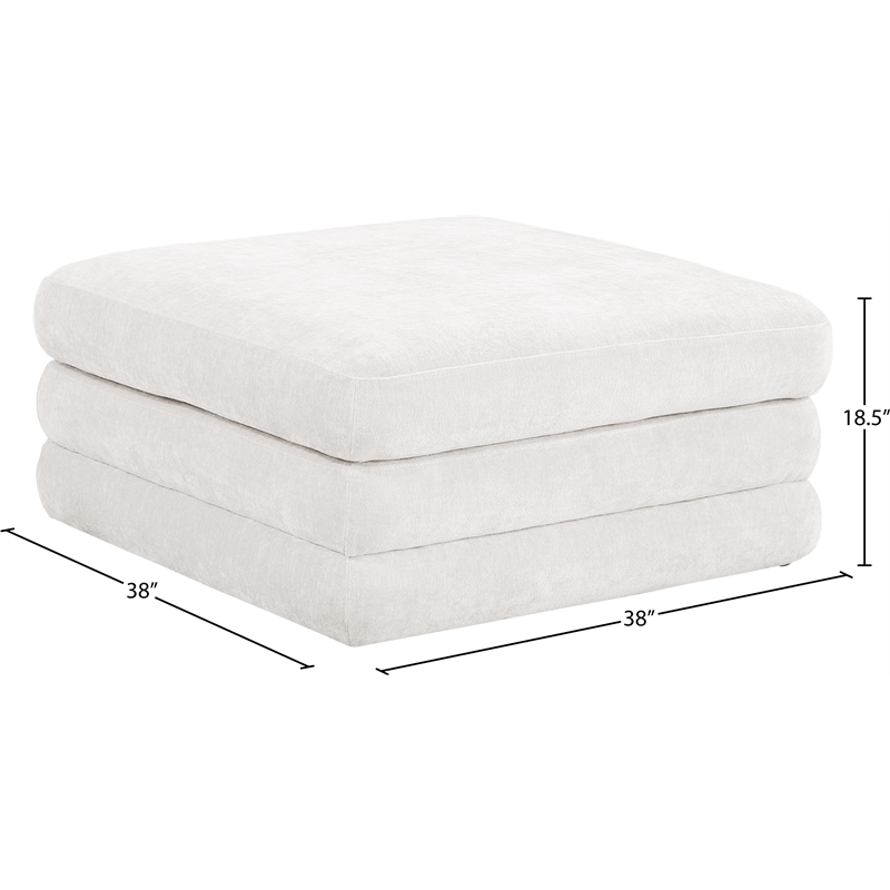 Meridian Furniture Stellar Cream Chenille Fabric Modular Ottoman