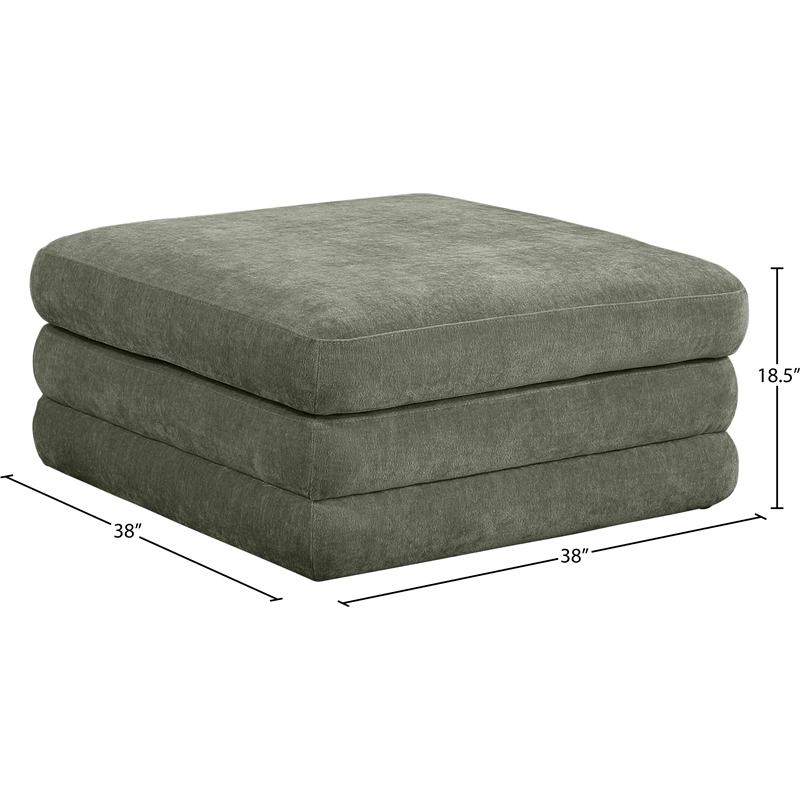 Meridian Furniture Stellar Green Chenille Fabric Modular Ottoman