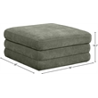 Meridian Furniture Stellar Green Chenille Fabric Modular Ottoman