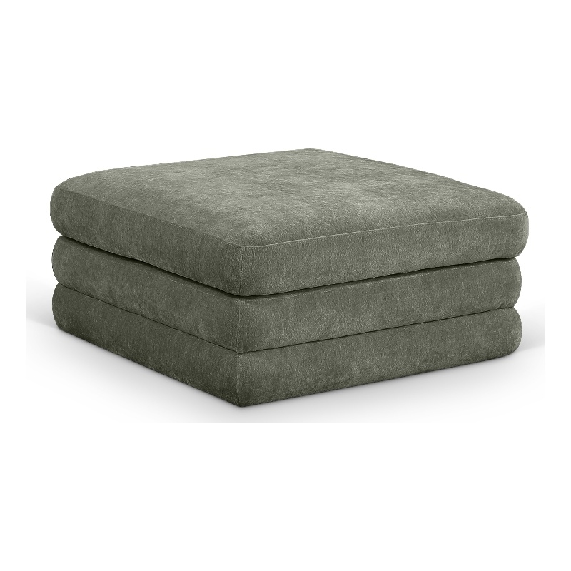 Meridian Furniture Stellar Green Chenille Fabric Modular Ottoman