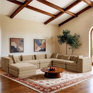 Meridian Furniture Stellar 152&quot Beige Chenille Fabric 7Pc. Modular Sectional