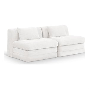 Meridian Furniture Stellar 76&quot Cream Chenille Fabric 2pc. Modular Loveseat