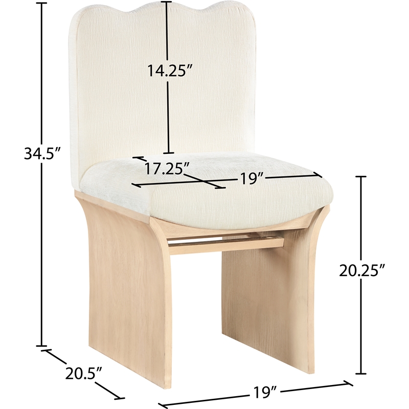 Meridian Furniture Shaw Cream Chenille Fabric Upholstered Dining Chair