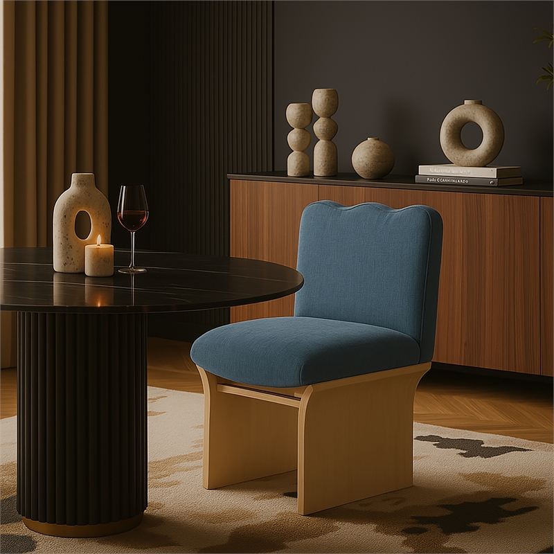 Meridian Furniture Shaw Light Blue Chenille Fabric Upholstered Dining Chair