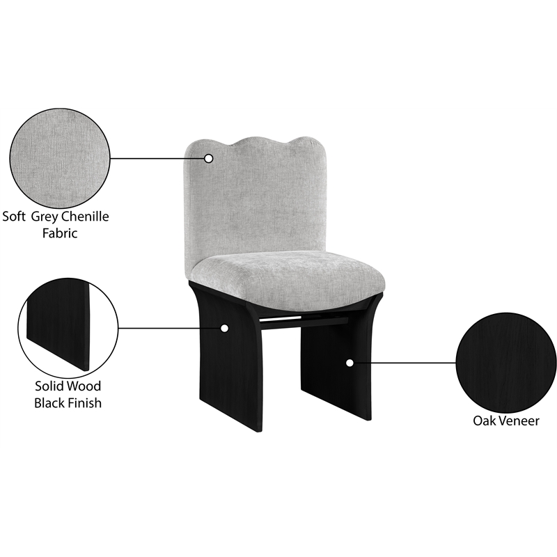 Meridian Furniture Shaw Grey Chenille Fabric Upholstered Dining Chair