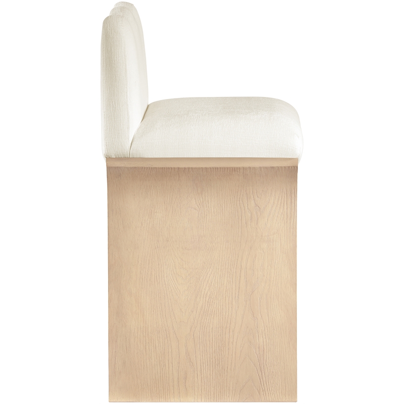 Meridian Furniture Shaw Cream Chenille Fabric Upholstered Counter Stool