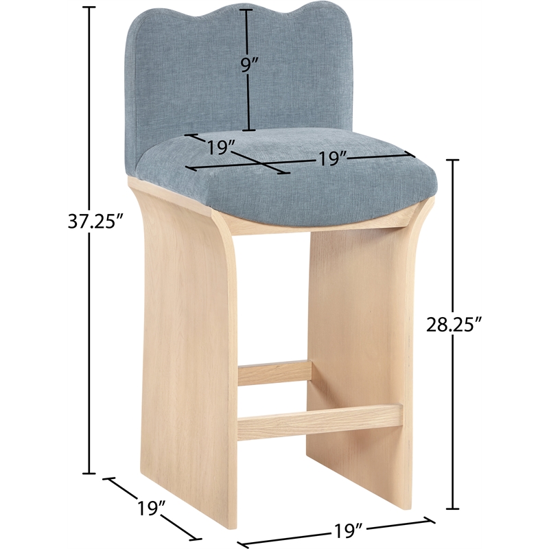 Meridian Furniture Shaw Light Blue Chenille Fabric Upholstered Counter Stool