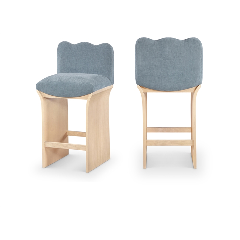 Meridian Furniture Shaw Light Blue Chenille Fabric Upholstered Counter Stool