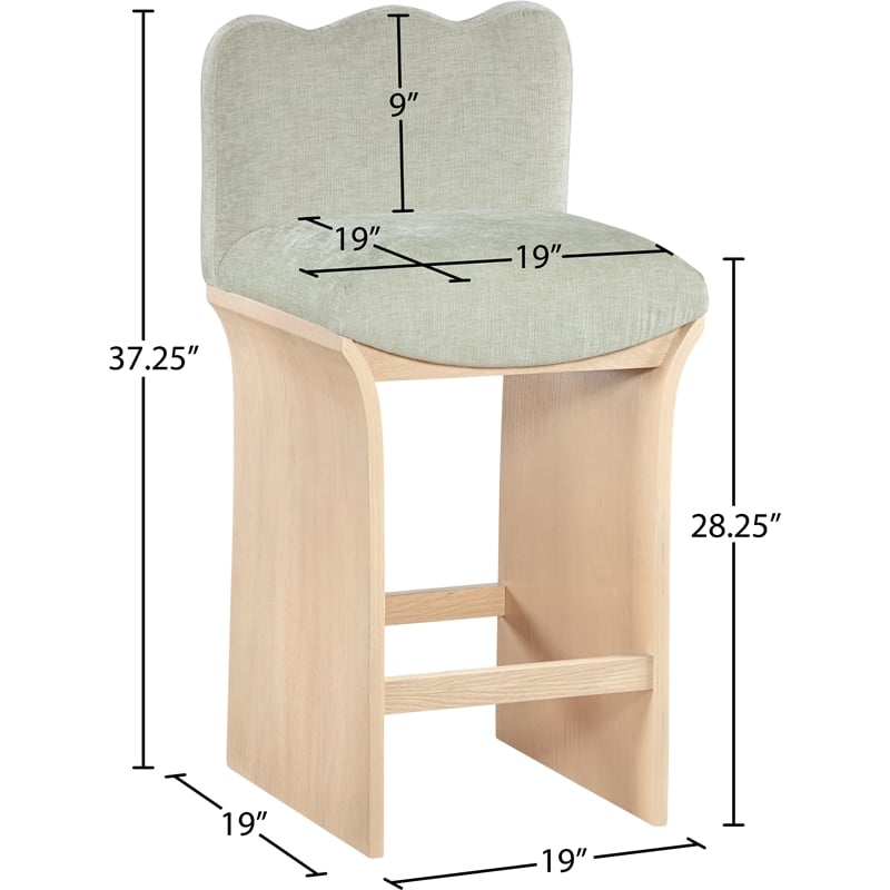 Meridian Furniture Shaw Mint Chenille Fabric Upholstered Counter Stool
