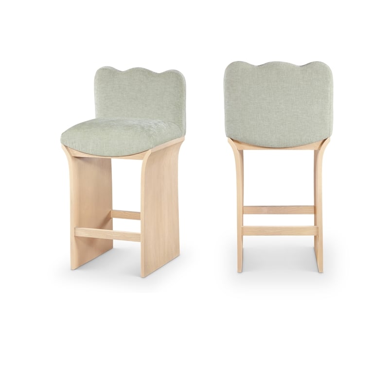 Meridian Furniture Shaw Mint Chenille Fabric Upholstered Counter Stool