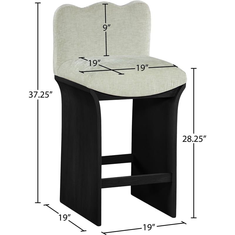 Meridian Furniture Shaw Mint Chenille Fabric Upholstered Counter Stool