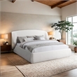 Meridian Furniture Sandro Cream Chenille Fabric Upholstered Full Bed