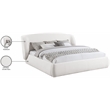 Meridian Furniture Sandro Cream Chenille Fabric Upholstered Queen Bed