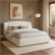 Meridian Furniture Sandro Cream Chenille Fabric Upholstered Queen Bed