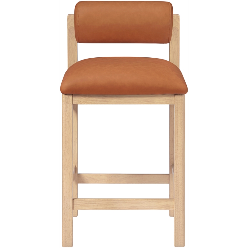 Meridian Furniture Roundhill Cognac Vegan Leather Upholstered Counter Stool