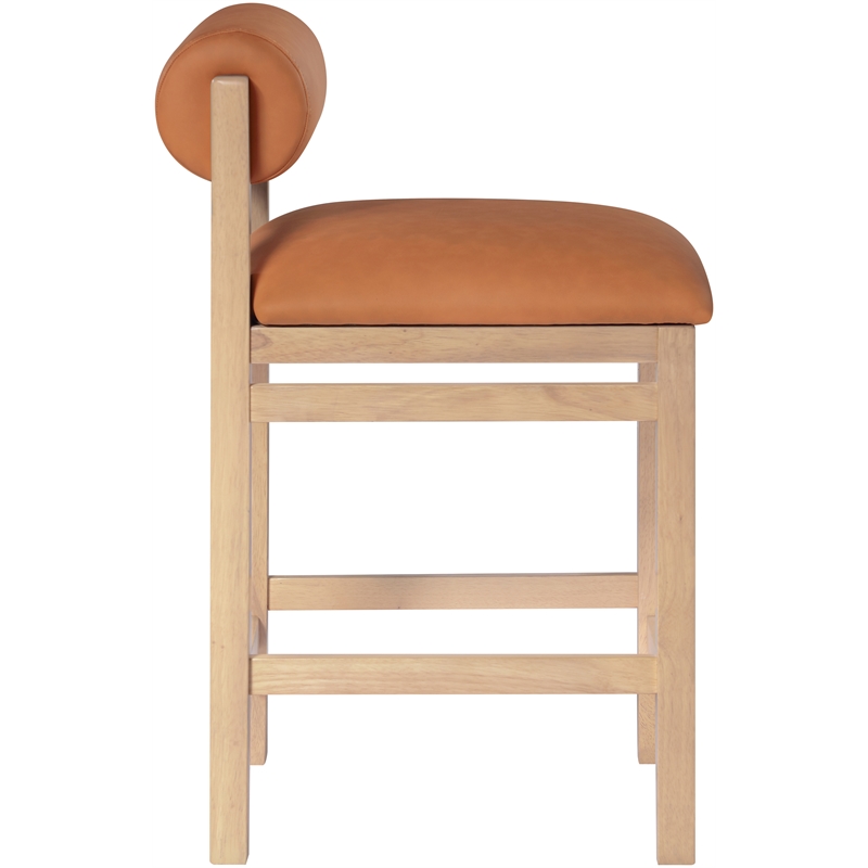 Meridian Furniture Roundhill Cognac Vegan Leather Upholstered Counter Stool