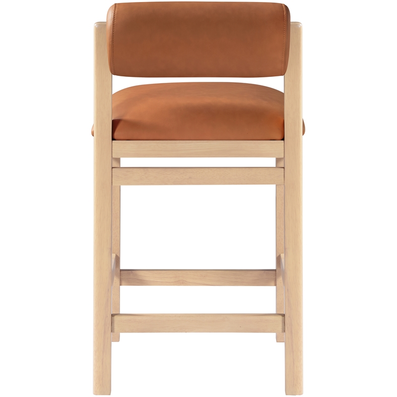 Meridian Furniture Roundhill Cognac Vegan Leather Upholstered Counter Stool