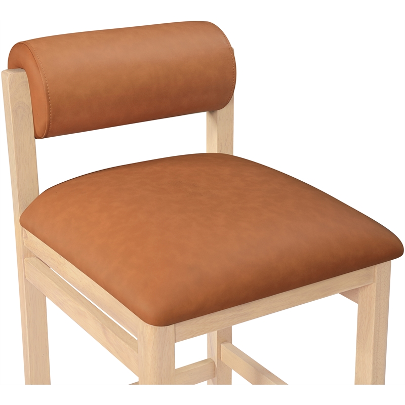 Meridian Furniture Roundhill Cognac Vegan Leather Upholstered Counter Stool