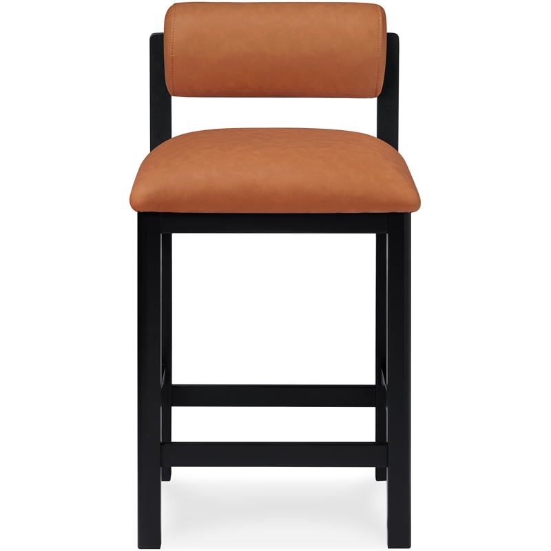 Meridian Furniture Roundhill Cognac Vegan Leather Upholstered Counter Stool