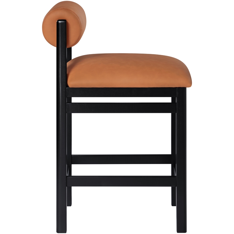 Meridian Furniture Roundhill Cognac Vegan Leather Upholstered Counter Stool