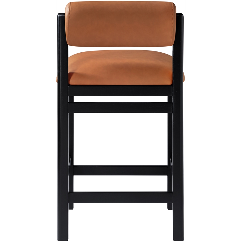 Meridian Furniture Roundhill Cognac Vegan Leather Upholstered Counter Stool