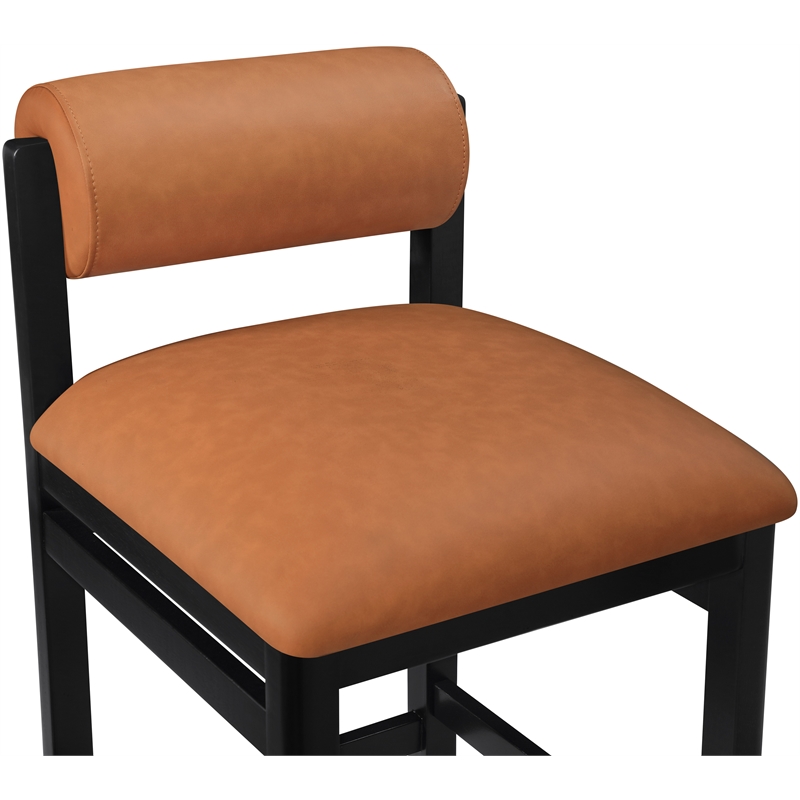 Meridian Furniture Roundhill Cognac Vegan Leather Upholstered Counter Stool