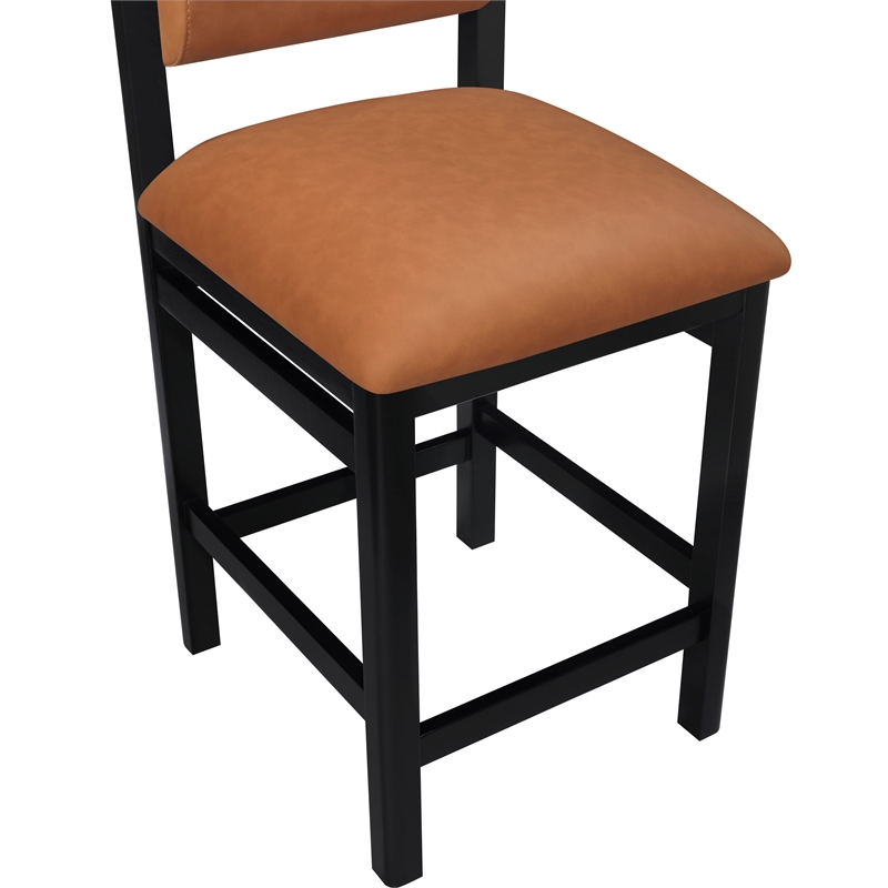 Meridian Furniture Roundhill Cognac Vegan Leather Upholstered Counter Stool