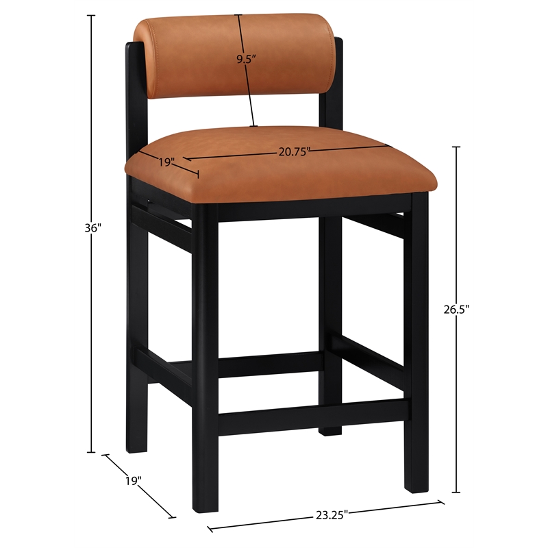 Meridian Furniture Roundhill Cognac Vegan Leather Upholstered Counter Stool