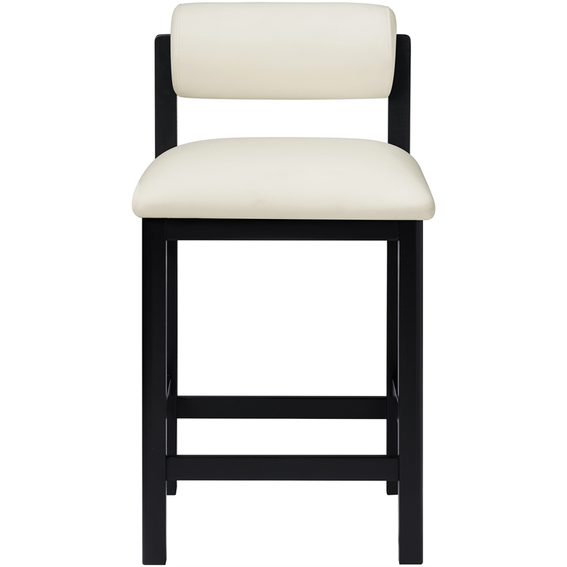 Meridian Furniture Roundhill Cream Vegan Leather Upholstered Counter Stool