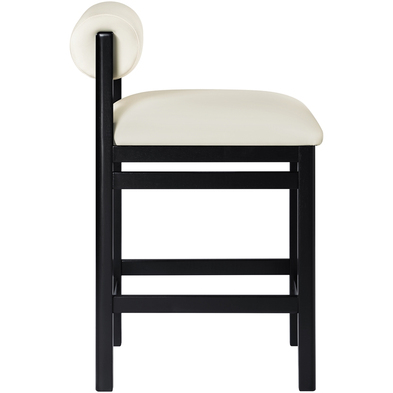 Meridian Furniture Roundhill Cream Vegan Leather Upholstered Counter Stool