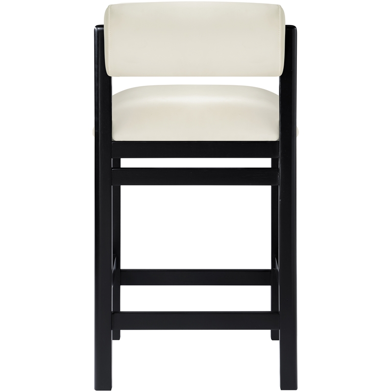 Meridian Furniture Roundhill Cream Vegan Leather Upholstered Counter Stool