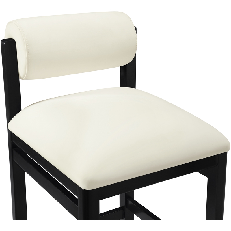 Meridian Furniture Roundhill Cream Vegan Leather Upholstered Counter Stool
