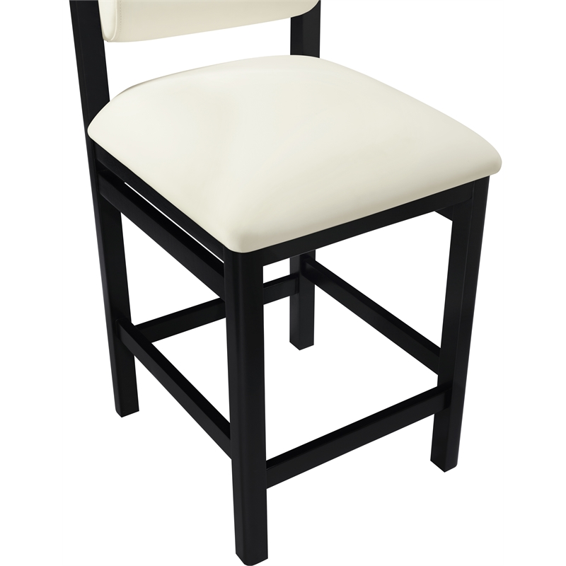 Meridian Furniture Roundhill Cream Vegan Leather Upholstered Counter Stool