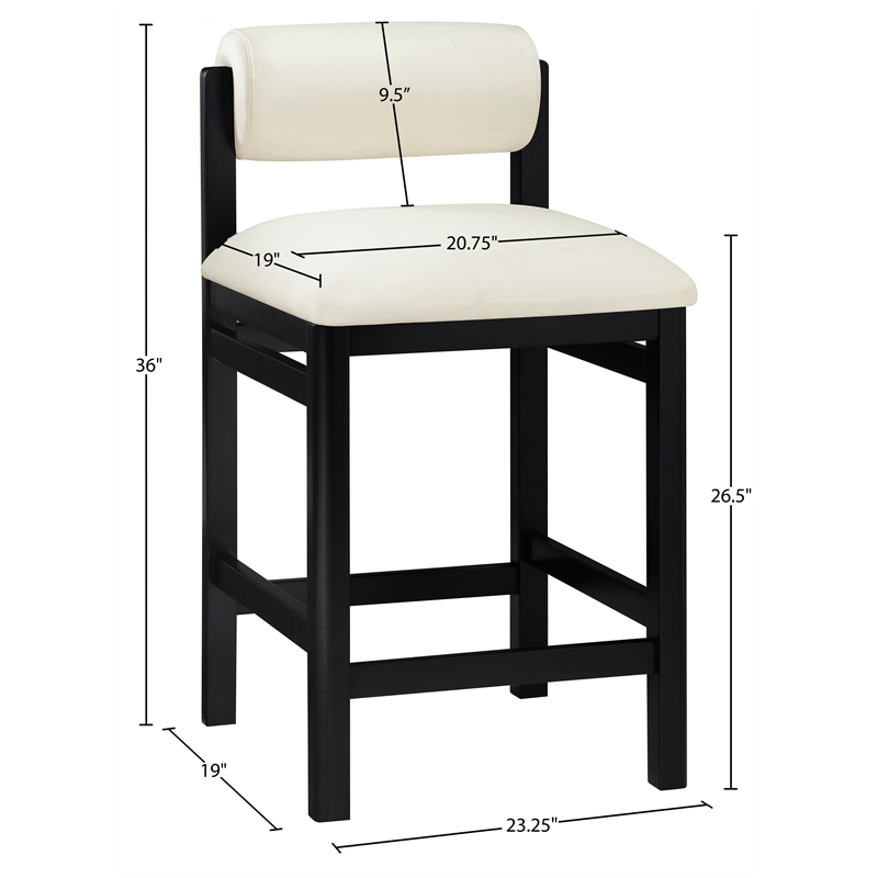 Meridian Furniture Roundhill Cream Vegan Leather Upholstered Counter Stool