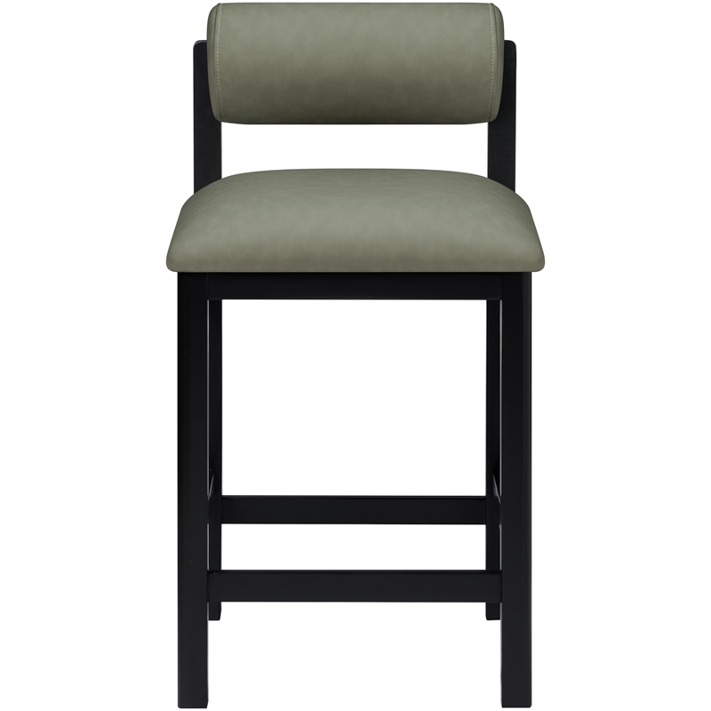 Meridian Furniture Roundhill Green Vegan Leather Upholstered Counter Stool
