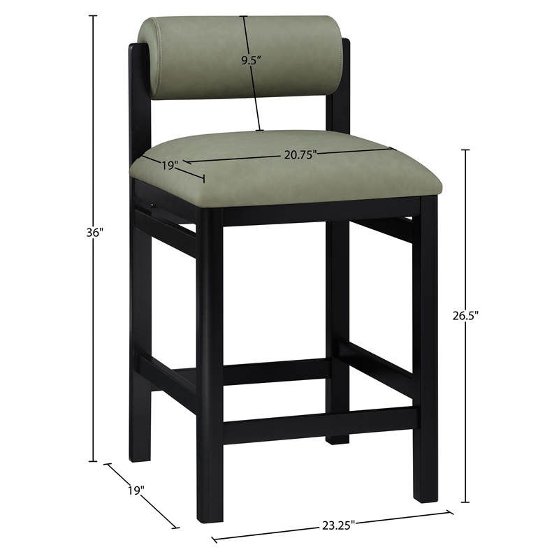 Meridian Furniture Roundhill Green Vegan Leather Upholstered Counter Stool