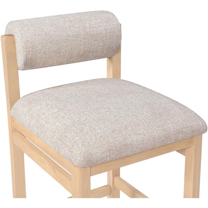 Meridian Furniture Roundhill Beige Linen Textured Fabric Counter Stool