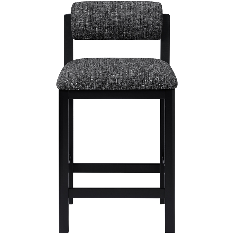Meridian Furniture Roundhill Black Linen Textured Fabric Counter Stool