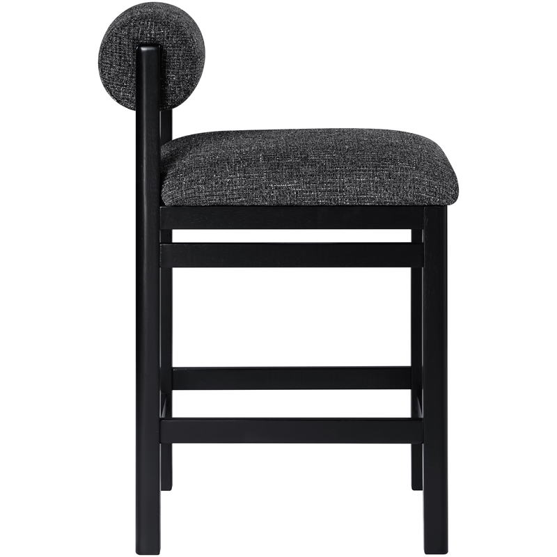 Meridian Furniture Roundhill Black Linen Textured Fabric Counter Stool