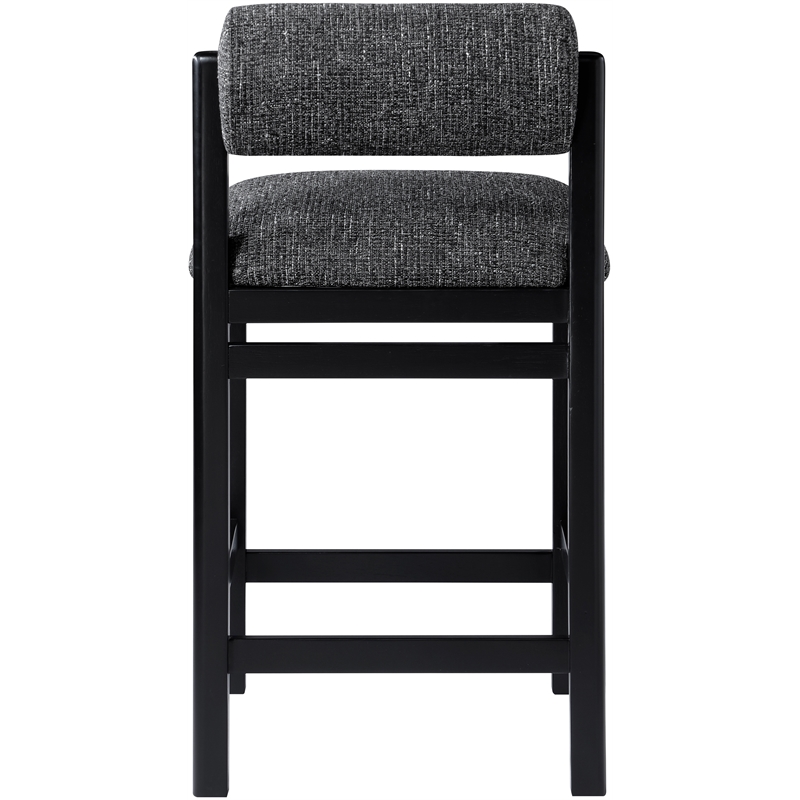 Meridian Furniture Roundhill Black Linen Textured Fabric Counter Stool