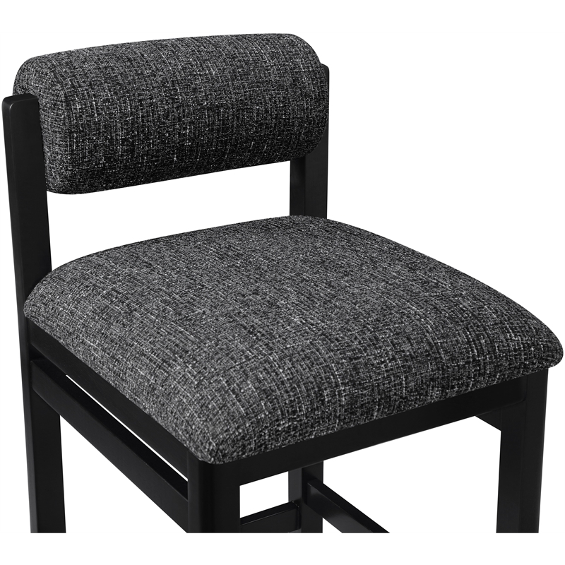 Meridian Furniture Roundhill Black Linen Textured Fabric Counter Stool