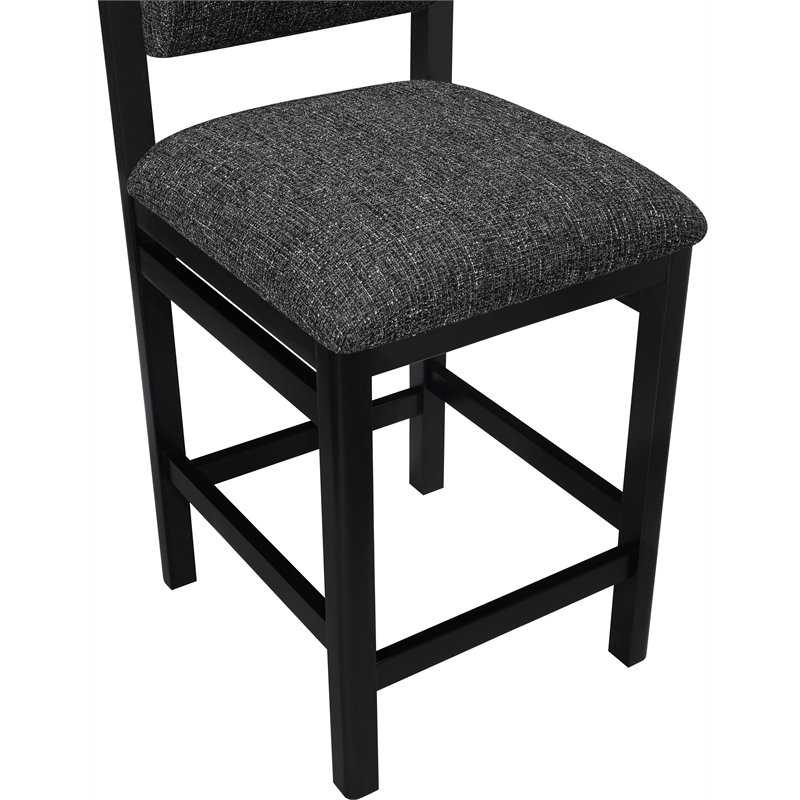 Meridian Furniture Roundhill Black Linen Textured Fabric Counter Stool