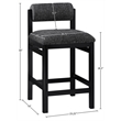 Meridian Furniture Roundhill Black Linen Textured Fabric Counter Stool