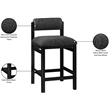 Meridian Furniture Roundhill Black Linen Textured Fabric Counter Stool