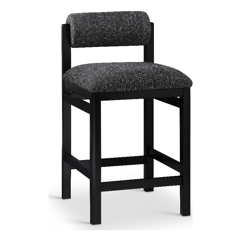 Meridian Furniture Roundhill Black Linen Textured Fabric Counter Stool