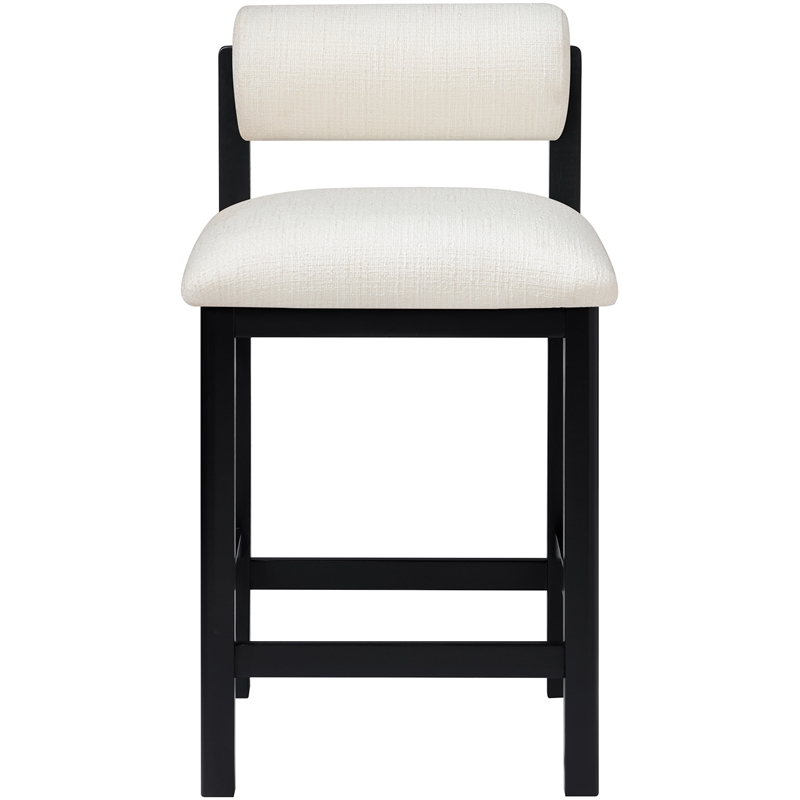 Meridian Furniture Roundhill Cream Linen Textured Fabric Counter Stool