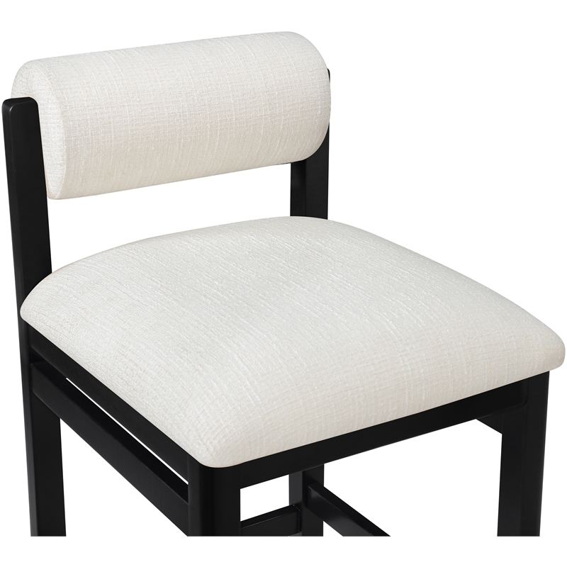 Meridian Furniture Roundhill Cream Linen Textured Fabric Counter Stool
